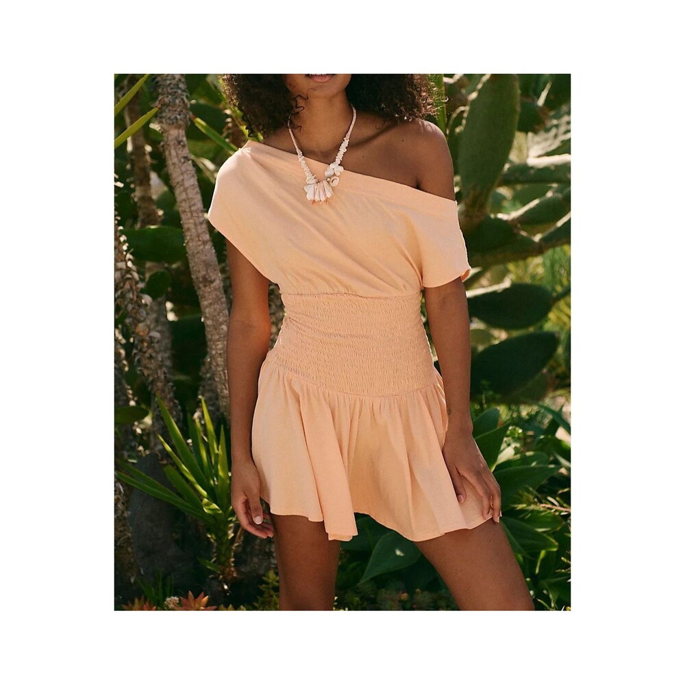 Free People Free-Est Scorching Hot Mini Dress Smocked Off the Shoulder L 285305
